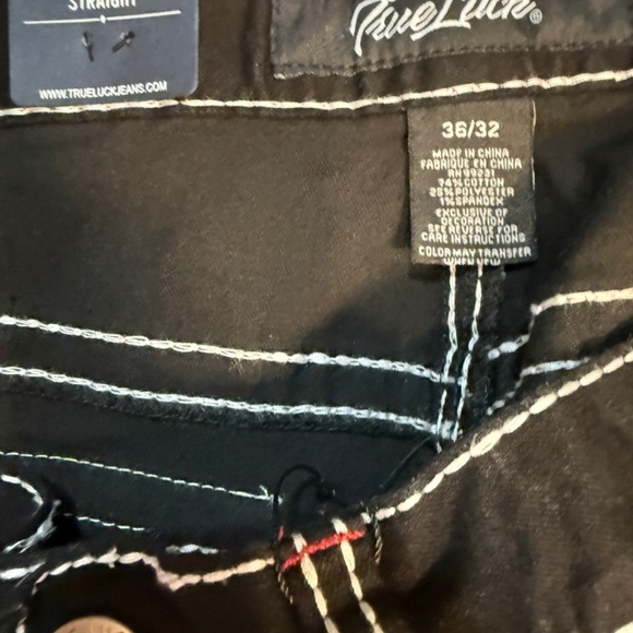 True Luck Jeans Black Straight Leg Jeans with Contrast Stitching – New With Tags - Picture 5 of 5